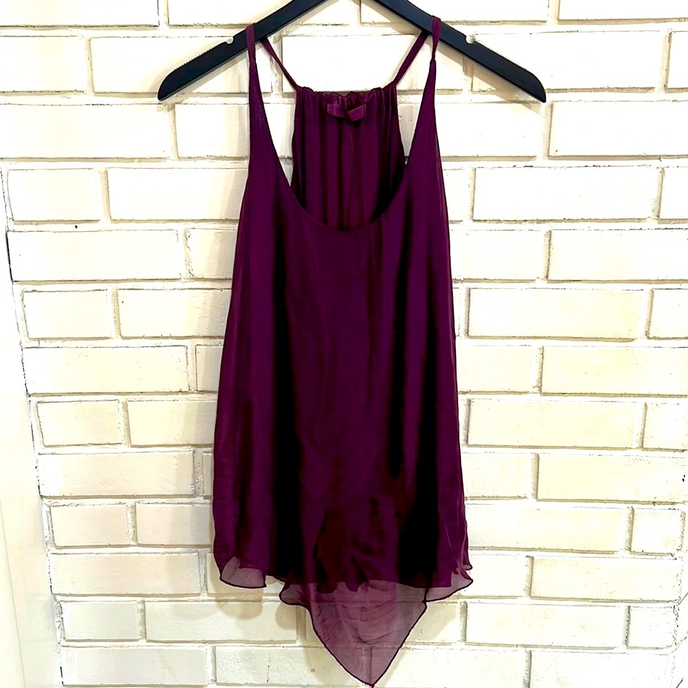 Catwalk Studio Silk Blend Racerback Asymmetrical Tank Top Grape/Purple